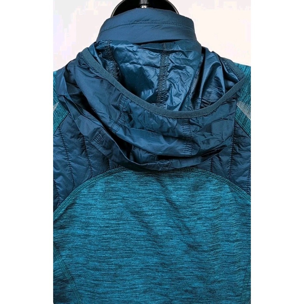 Eddie Bauer Womens Quilted Jacket Primaloft Hybrid Hidden Hood Teal Sz M - Picture 6 of 9